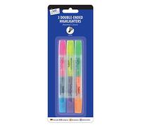 Just stationery Double Ended Highlighter - Assorted Colours (Pack of 3), 4068