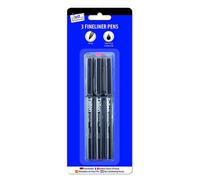 Just Stationery Fineliner Pen (Pack Of 3) Black (One Size)