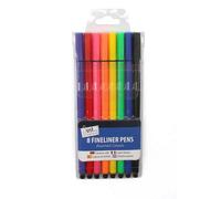 Just Stationery Fineliner Pen (Pack Of 8) Multicoloured (One Size)