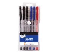 Just stationery Gel Pen (Pack of 6), Black, Blue, Red, 1225