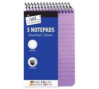 Just stationery Neon Lined Note Books, Writing Pads - Pack of 5 Assorted Colours | Ruled Notebooks for Notes, Lists, School & Office Use | Bright, Eye-Catching Memo Pads 5x40 sheets 76mmx126mm