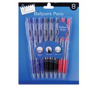 Just stationery Retractable Rubber Grip Pen (Pack of 8), 5634