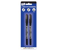 Tallon Twin Tip CD DVD Permanent Marker Pens Pack 2 Black