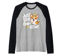 Just Stay Pawsitive Puppy Kitty Paw Pet Cat Dog Men Women Raglan Baseball Tee