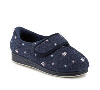 Just Step In Extra Wide Adjustable Fasten Slippers - Navy Size 5