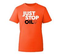JUST Stop Oil Protest T-Shirt - Climate Activism Graphic Tee - Eco Awareness Unisex Top for Environmental Supporters (Orange, 11 Years)