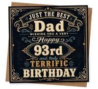 Just the Best Dad 93rd Birthday Card for Dad - Happy 93rd Terrific Birthday Vintage Style Greeting Card