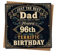 Just the Best Dad 96th Birthday Card, Happy 96th and Truly Terrific Birthday Card for Dad, Vintage Chalkboard Style Greeting
