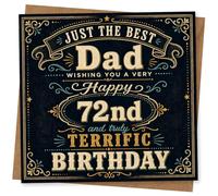Just the Best Dad Happy 72nd Birthday Card for Dad, Terrific Birthday Greeting Card
