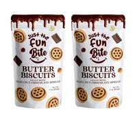 Just The Fun Bite Butter Biscuits 200g x Pack of 2 - Chocolate Biscuit with Hazelnut Chocolate Spread Biscuits Multipack Cookies for Kids, Adults, Resealable Bag