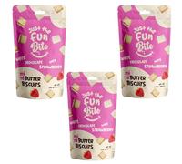 Just The Fun Bite Mini Butter Chocolate Biscuits Bites 100g x Pack of 3 - White Chocolate Biscuits Multipack, White Chocolate with Strawberry Cookies for Kids, Adults, Resealable Bag