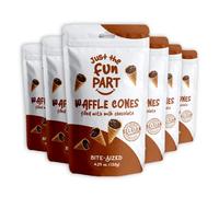 Just The Fun Part , Bite-Sized Mini Crispy Waffle Cones with Premium Belgian Chocolate, Great for Snacks, Desserts, Takeout - Kosher, Milk Chocolate (Pack of 6)