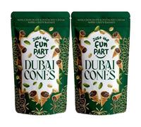Just The Fun Part Dubai Chocolate Waffle Cones (Pack of 2 x 120g) - Pistachio Chocolate Filled Bite Sized Crispy Mini Wafers Cone, Ready to Eat Snack for Kids & Adults