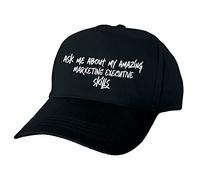 Just The Shirt Ask me About My Marketing Executive Skills Hand Printed Black Baseball Cap