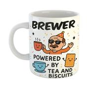 Just The Shirt Brewer Powered by Tea and Biscuits Funny Coffee Mug Gift for Office Desk, Home or Workplace, Ideal Present for Birthdays or Retirement