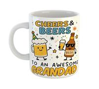 Just The Shirt Cheers and Beers to an Awesome Grandad Funny Coffee Mug Gift for Office Desk, Home Present for Friends Birthdays