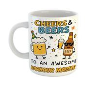 Just The Shirt Cheers and Beers to an Awesome Harbour Master Funny Ceramic Mug Gift for Work Colleagues, Retirement, Birthdays, or Office Humour