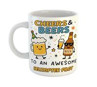 Just The Shirt Cheers and Beers to an Awesome Helicopter Pilot Funny Coffee Mug Gift for Office Desk, Home Present for Friends Birthdays