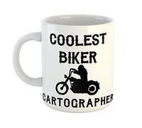 Just The Shirt Coolest Biker Cartographer White Ceramic Hand Printed Mug