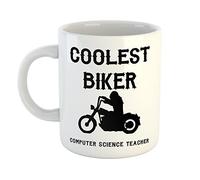 Just The Shirt Coolest Biker Computer Science Teacher White Ceramic Hand Printed Mug