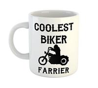 Just The Shirt Coolest Biker Farrier White Ceramic Hand Printed Mug