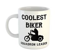 Just The Shirt Coolest Biker Squadron Leader White Ceramic Hand Printed Mug