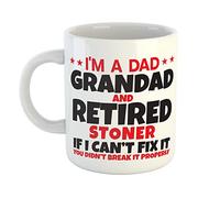Just The Shirt I'm a Dad Grandad and Retired Stoner If I Can't Fix It You Didn't Break It Properly White Mug