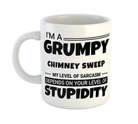 Just The Shirt I'm a Grumpy Chimney Sweep My Level of Sarcasm Depends on Your Level of Stupidity White Ceramic Hand Printed Mug