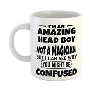 Just The Shirt I'm an Amazing Head Boy Not a Magaician But I can See Why You Might Be Confused White Ceramic Hand Printed Mug