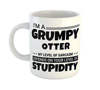 Just The Shirt Personalised Mug I'm a Grumpy Otter My Level of Sarcasm Depends on Your Level of Stupidity White Ceramic Customised Hand Printed Mug