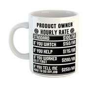 Just The Shirt Product Owner Hourly Rates White Ceramic Hand Printed Mug