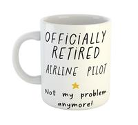 Just The Shirt Retired Airline Pilot Not My Problem Anymore Premium Ceramic Mug Gift for Office Desk, Humorous Retirement or Birthday Present
