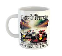 Just The Shirt This Carpet Fitter Would Rather Be Watching Car Racing Mug Gift for Petrolhead, Racing Enthusiast, Turbo,11 oz Ceramic Mug, Secret Santa