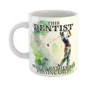 Just The Shirt This Dentist Would Rather Be Playing Golf Mug Golfer Gift for Office, Home, Dad, Grandad, 11 oz Ceramic Mug, Secret Santa