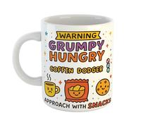 Just The Shirt Warning Hungry Grumpy Coffin Dodger Approach with Snacks Funny Coffee Mug Gift for Office Desk, Home Present for Birthdays or Retirement