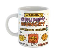 Just The Shirt Warning Hungry Grumpy Electronic Engineer Approach with Snacks Funny Ceramic Mug Gift for Work Colleagues, Retirement, Birthdays, or Office Humour