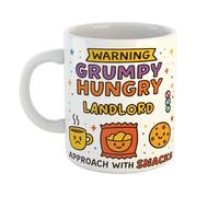 Just The Shirt Warning Hungry Grumpy Landlord Approach with Snacks Funny Ceramic Mug Gift for Work Colleagues, Retirement, Birthdays, or Office Humour