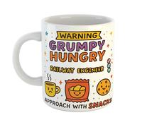 Just The Shirt Warning Hungry Grumpy Railway Engineer Approach with Snacks Funny Ceramic Mug Gift for Work Colleagues, Retirement, Birthdays, or Office Humour