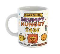 Just The Shirt Warning Hungry Grumpy Sage Approach with Snacks Funny Ceramic Mug Gift for Work Colleagues, Retirement, Birthdays, or Office Humour