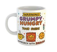 Just The Shirt Warning Hungry Grumpy Tour Guide Approach with Snacks Funny Coffee Mug Gift for Office Desk, Home Present for Birthdays or Retirement