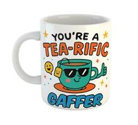 Just The Shirt Youre A Tea-Rific Gaffer Terrific Pun Funny Ceramic Mug Gift for Work Colleagues, Retirement, Birthdays, or Office Humour