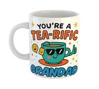 Just The Shirt Youre A Tea-Rific Grandad Terrific Pun Funny Coffee Mug Gift for Office Desk, Home or Workplace, Present for Birthdays or Retirement