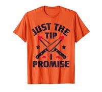 Just The Tip I Promise Bloody Knife Design T-Shirt, Men, Orange, Medium