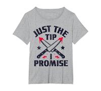 Just The Tip I Promise Bloody Knife Design T-Shirt, Women's Plus, Heather Grey, 5X