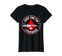 Just the Tip I Promise Funny Phlebotomist Halloween Value Graphic T-Shirt, Women, Black, S