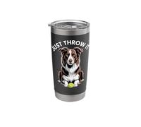 Just Throw It Brown & White Border Collie Stainless Steel Insulated Tumbler