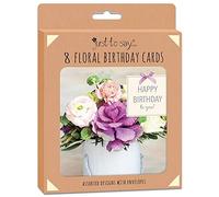 Just to Say 4492 8 Mixed Floral Birthday Cards in Keepsake Box