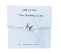 Just To Say ... I Am Thinking Of You Birthday Bracelet, Silver Plated Stainless Steel, Swallow, 17.5 cm Stretch Bracelet with Gift Envelope'