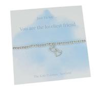 Just To Say ... 'You Are The Loveliest Friend 17.5 cm Silver-Toned Beaded Stretch Design bracelet 17.5 cms. Two Hearts Dangly Charm