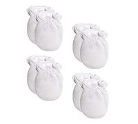 Just Too Cute 2 Or 4 Pairs Baby Mittens Boys Girls Cotton Elasticated Wrist Scratch Mittens 45JTC585 (4 Pairs Of White Mittens)